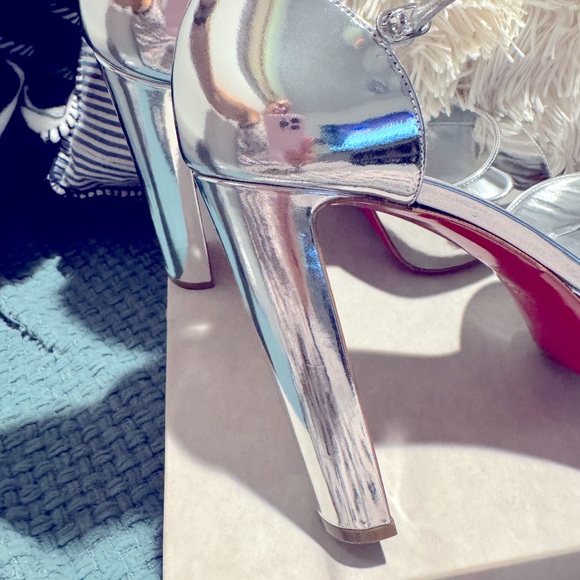 Christian Louboutin Silver and Red Heels - Picture 9 of 15